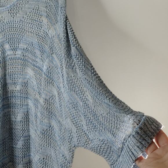 Catherines Open Knit Sweater 3/4 Sleeve Blue Gray Women's 4X Made in U.S.A. - Picture 5 of 12